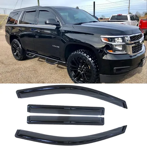 Vista 29 de Viseras laterales cromadas para ventana, deflector de ventilación de viento para Chevry Colorado/GMC Canyon Crew Cab 2004-2012, 4 piezas de montaje