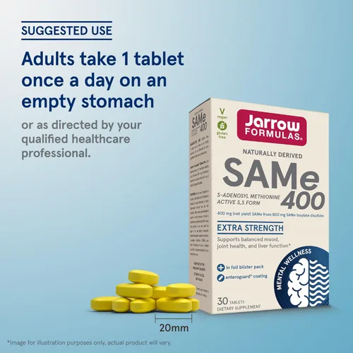 Vista 7 de Jarrow Formulas SAM-e 0.007 oz Suplemento dietario en cápsulas, SAM400, 1, 1