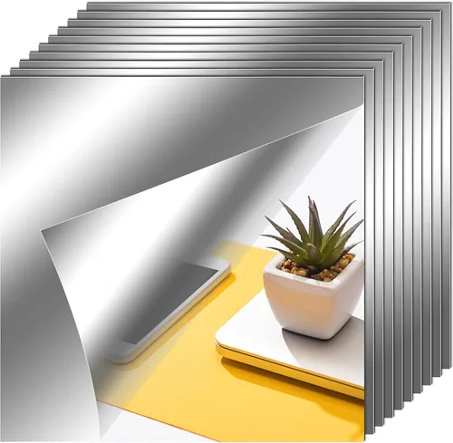 Vista 17 de Zonon Hojas de espejo flexibles autoadhesivas, no de vidrio, azulejos adhesivos para decoración de pared del hogar (20 piezas, 6 x 9 pulgadas)