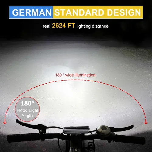 Vista 2 de Luces de bicicleta, 17 LED de 4000 lúmenes, luz de bicicleta con 4 modos, 10000 mAh USB recargable luz de bicicleta para bicicleta con pantalla