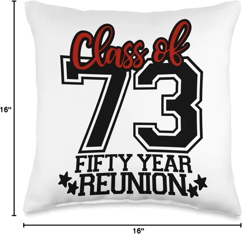 Vista 4 de Cuts and Thangs Class of 1973, Group, Reunion, 50 Year, 73, School Spirit Throw Pillow, 16x16, Multicolor