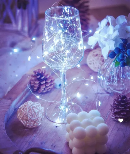 Vista 22 de Luces rojas de Halloween de 7 pies, funciona con pilas, luces LED de Navidad para interiores y exteriores, piezas centrales, guirnaldas, mesa