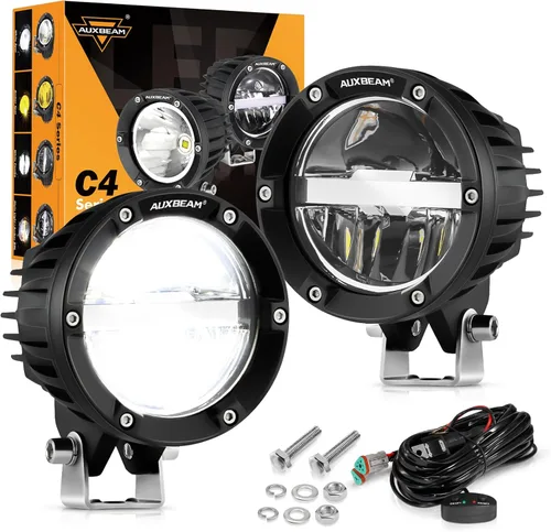 Vista 10 de Auxbeam Cubiertas de luz de la serie C4 de 4 pulgadas, 2 fundas protectoras de plástico negro redondas LED, diseño a presión, cubiertas impermeables