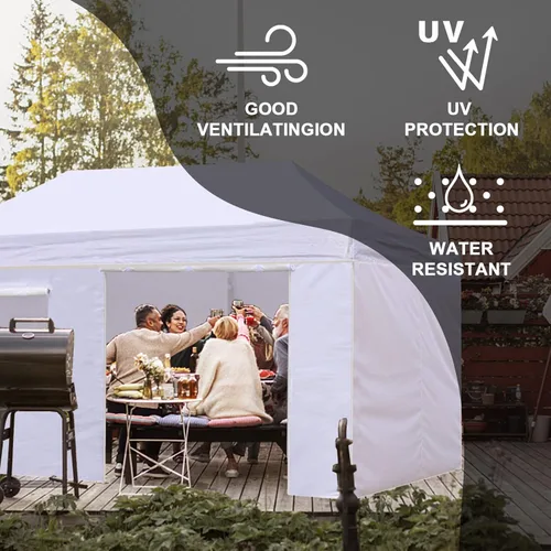 Vista 6 de Eurmax - Kit de paredes con cierre para toldo de 10 x 20 pies, con ventana de malla y puerta enrollables, solo 4 paredes (color blanco)