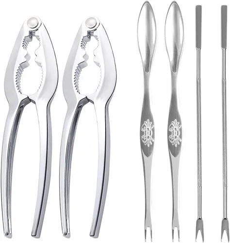 Vista 11 de 8 galletas de nuez resistentes con mango antideslizante para todas las nueces con tenedores, cascanueces y nueces, herramienta de clip