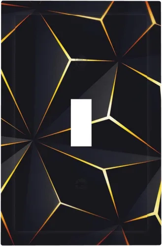 Vista 194 de Placa de Cubierta de Interruptor de Luz de 2 Posiciones Combinación de Abstracción/1 Toggle 1 Rocker Placas Decorativas de Pared de Plástico Negro