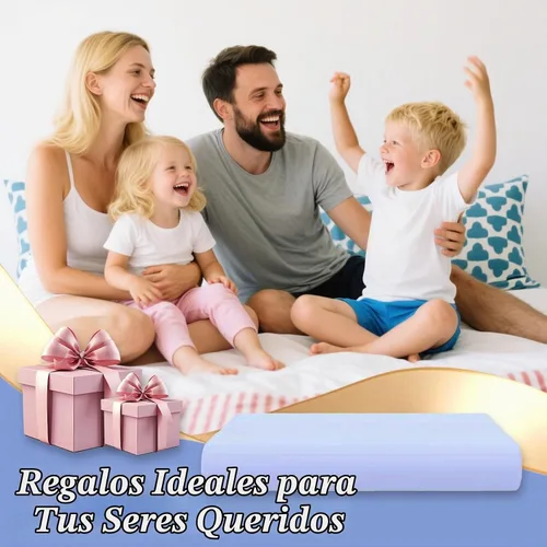 Vista 7 de Almohada cervical para aliviar el dolor de cuello, soporte ergonómico de espuma viscoelástica refrescante Azul