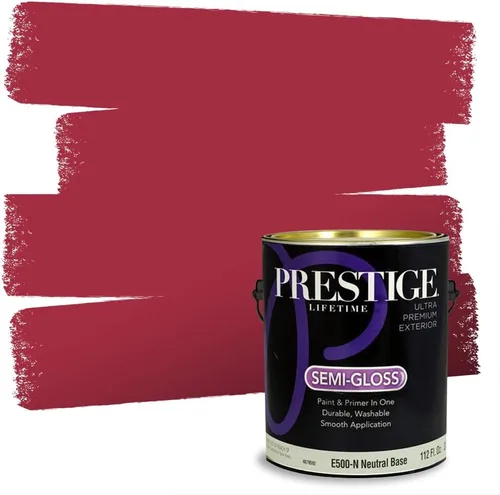 Vista 119 de Prestige Paints E100-T-SW6591 Pintura exterior e imprimación en uno, 1 galón, plano, combinación comparable de Sherwin Williams Amaryllis, 1 galón