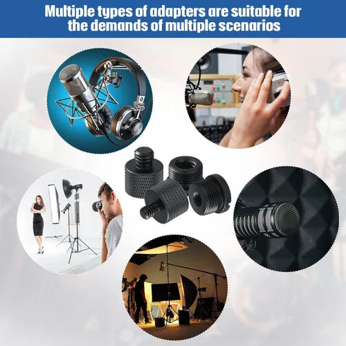 Vista 4 de 8 Piezas de Adaptador de Soporte de Micrófono 5/8 Hembra a 3/8 Macho y 3/8 Hembra a 5/8 Macho, 5/8 Hembra a 1/4 Macho y 1/4 Hembra a 5/8 Macho