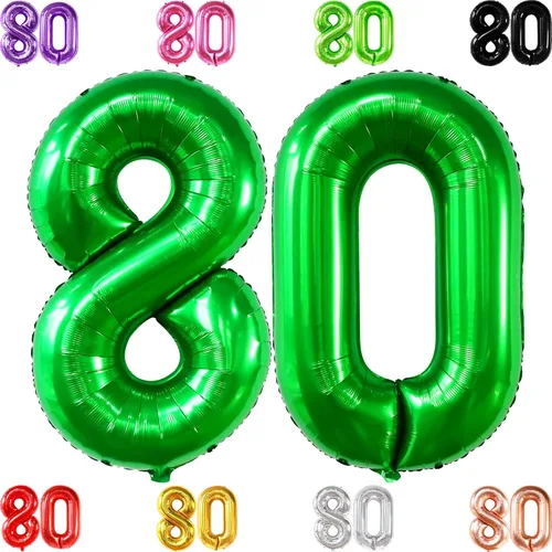 Vista 15 de KatchOn, Globos gigantes morados del número 80 – 40 pulgadas Decoraciones de cumpleaños 80 para mujer Globo de cumpleaños 80 morado Globos