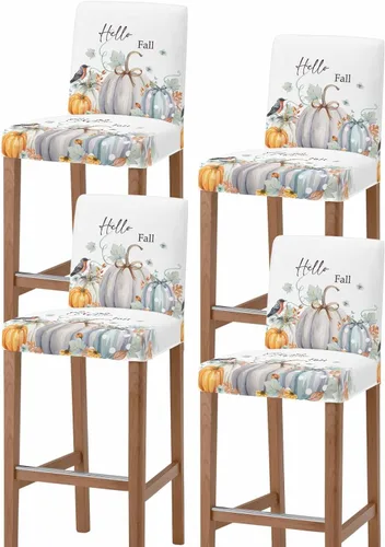 Vista 8 de Juego de 2 fundas elásticas para taburetes de bar, color azul marino, gris, negro, para sillas de comedor, modernas, geométricas, artísticas