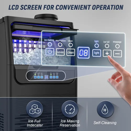 Vista 8 de SOZT® Commercial Ice Maker Machine, 100Lbs/24H Stainless Steel Under Counter Ice Machine, 20Lbs Storage Capacity, Self-Cleaning Freestanding Ice