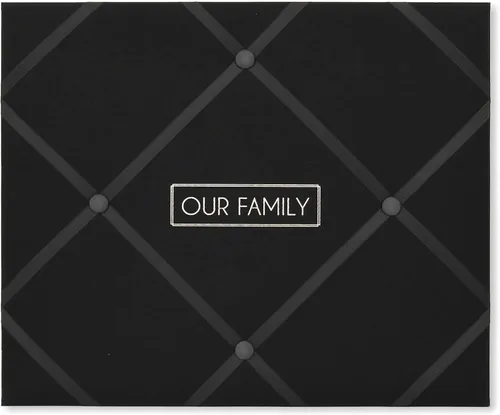 New View Gifts MEMO Family - Tablero francés de notas y fotos de 19 x 16 pies, tela de lino negro, 19 x 16 x .6 pulgadas