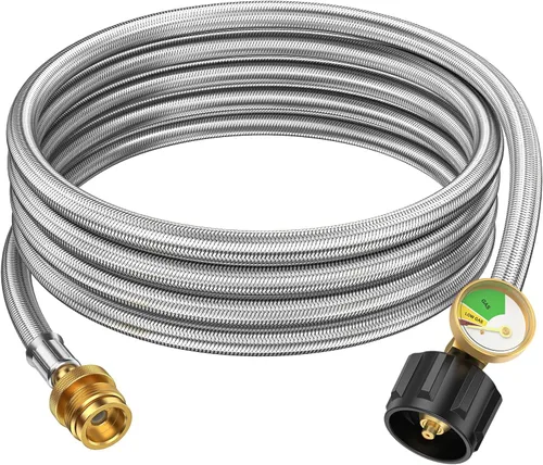 Vista 8 de Manguera adaptadora de propano de 4 pies, convertidor de 1 lb a 20 lb con medidor para tanque QCC1 conecta un aparato portátil de 1 lb a tanque