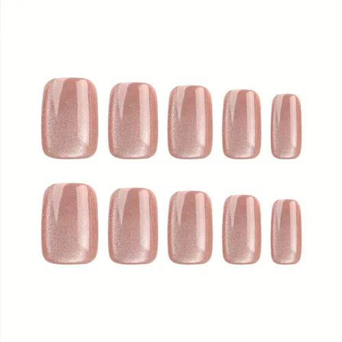 Vista 7 de Kit de uñas postizas a presión de ojo de gato, 24 uñas postizas acrílicas de gel suave de lujo con pegamento para uñas, kit de uñas postizas