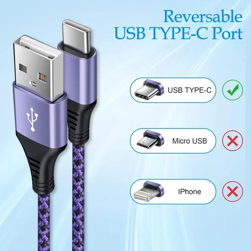 Vista 4 de Paquete de 2 cables USB tipo C de carga rápida para Google Pixel 6, cable de carga tipo C para Google Pixel 8 Pro/8/7a/7 Pro/6a/5a/4a/5; Samsung