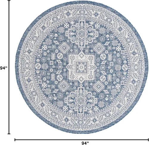 Vista 296 de Unique Loom Outdoor Aztec Collection Alfombra de área, Chalca (7 pies 10 pulgadas, cuadrada, azul/marfil)