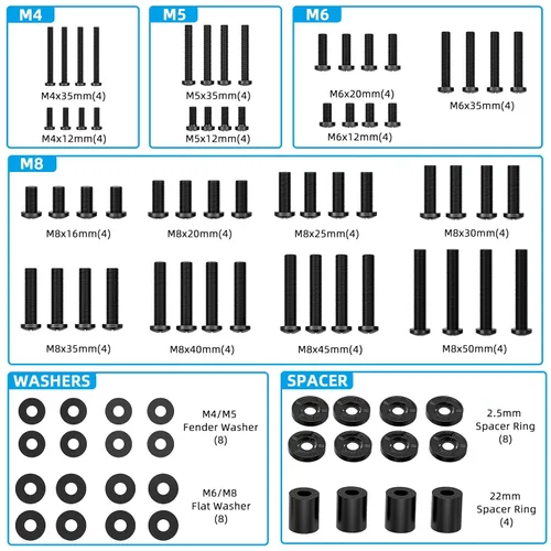 Vista 2 de Tornillos para montaje de TV HOME VISION - Kit completo con tornillos de montaje de TV M4, M5, M6 y M8, arandelas y espaciadores incluidos
