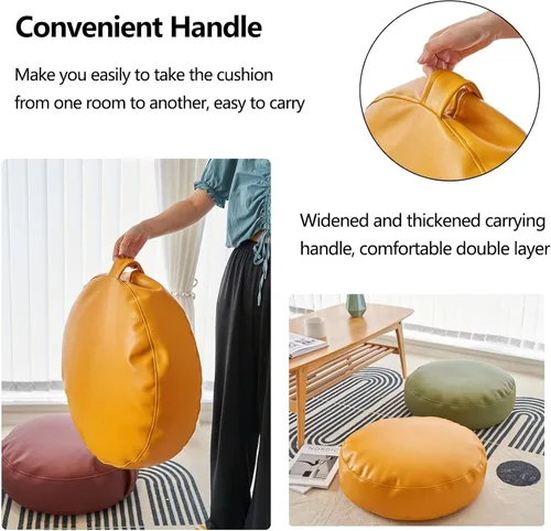 Vista 4 de Story Time - Cojines con asas, cojines de asiento redondos para aula, impermeable y resistente al polvo, almohada de suelo de poliuretano para Azul