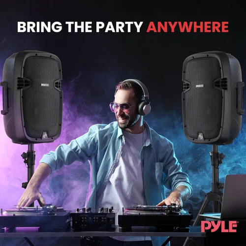Vista 8 de Pyle - Sistema de bocinas PA portátil e inalámbrico – alta potencia de 1000W, compatible con Bluetooth, par activo + pasivo, altavoces de sonido