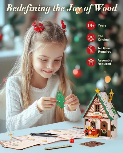 Vista 8 de Rolife Kit de casa de muñecas en miniatura de madera, kit de bricolaje de casa de madera en miniatura para adultos para construir, rompecabezas
