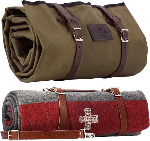 Vista 12 de Saco de dormir de lona encerada hecho a mano - 80 x 40 pulgadas (largo x ancho) con correas de cuero - Saco de dormir vaquero para campamento