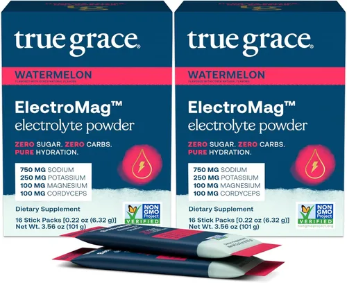 Vista 11 de True Grace ElectroMag - 16 paquetes de barras - Pomelo - Polvo de electrolitos para una hidratación rápida - sodio, potasio, magnesio y cordyceps