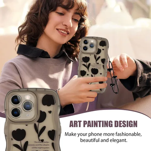 Vista 7 de Funda para iPhone 11 Pro MAX de 6.5 pulgadas, funda transparente con diseño floral estético floral para mujeres y niñas, fundas transparentes
