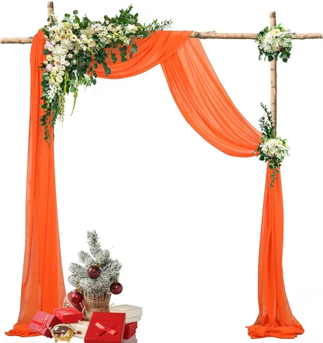 DUOBAO 2 paneles de gasa naranja para arco de boda, 20 pies de largo, tela de gasa para banquetes de boda, cortinas de telón de fondo para arco,