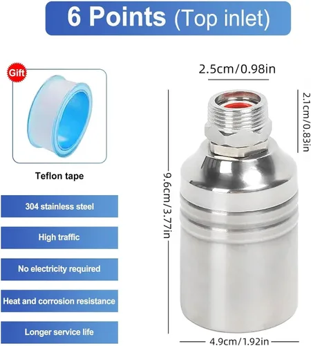 Vista 6 de Water Float Valve, Automatic Water Level Control Float Valve Stainless Steel For Water Tank Pool