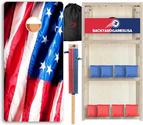 Vista 107 de BackYardGamesUSA Juego de tablas de Cornhole Pro Fabricado en Estados Unidos Abedul báltico 3/4 Sin rebote Patas triples gruesas Dos 2