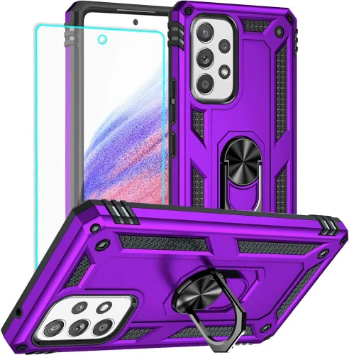 Vista 20 de Yiakeng Funda para Samsung A52, Galaxy A52 con protector de pantalla HD, fundas protectoras de grado militar con anillo para Samsung Galaxy A52 5G