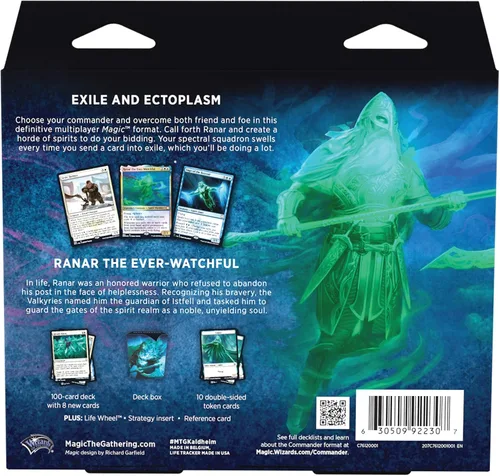 Vista 6 de Magic The Gathering Kaldheim Commander Deck – Phantom Premonition Baraja de 100 cartas listas para jugar Azul-Blanco