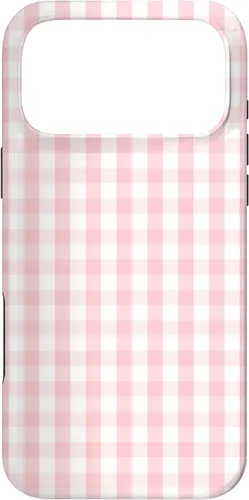 Vista 22 de White and Light Pink Pastel Color Gingham Check Case for iPhone 17