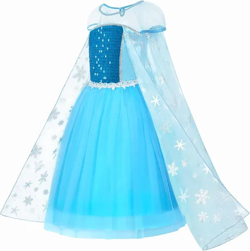 Vista 2 de Aoiviss Vestido de princesa Elsa para niñas, disfraz de Frozen para fiesta de cumpleaños de Halloween