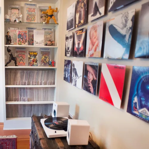 Vista 7 de Album-Mount marco para discos de vinilo, soporte de pared y estante, invisible y ajustable