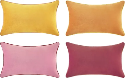 Vista 33 de MONDAY MOOSE - Juego de 4 fundas de cojín decorativas de terciopelo suave, diseño moderno de doble cara; mezcla y combina, rellenos de almohada