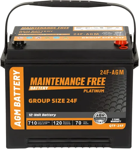 Autocessking Batería automotriz AGM de arranque y parada de tamaño grupal 24F, batería recargable de coche 12V 70Ah, 710 CCA, 120 RC