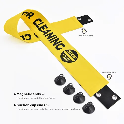 Vista 2 de Letrero magnético de nailon para baño cerrado para limpieza, cierre para limpieza de puerta de baño, extremos magnéticos