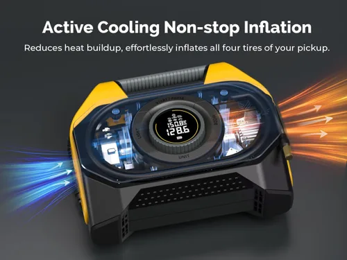 Vista 5 de Rosewill Vortex RS6C - Compresor de aire portátil inalámbrico para inflador de neumáticos, bomba de aire de 160 PSI para neumáticos de automóvil