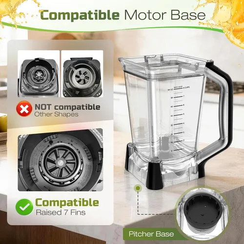 Vista 4 de Jarra de repuesto para licuadora de 72 onzas compatible con licuadora Ninja BN751 Professional Plus, piezas de repuesto de jarra trituradora XL