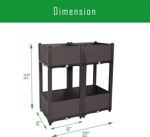 Vista 4 de D'vine Dev Camas elevadas – Caja de jardín elevada con tapón de drenaje, macetas de pie para kit de jardinería de vegetales/flores/hierbas, RGB-4