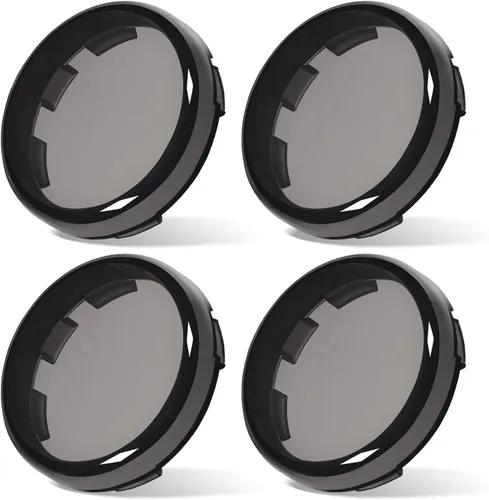 Benlari Cubierta de lente de luz de señal de giro de bala ahumada de 2 pulgadas, lentes antiarañazos compatibles con Harley Touring Street Glide