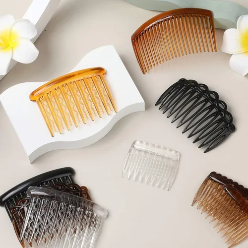 Vista 5 de Chuangdi Juego de 32 peines laterales franceses para el cabello, peine giratorio de plástico con clip para el cabello, accesorios para velo de boda