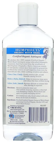 Vista 2 de Humphrey's Humphreys - Hamamelis orgánico natural astringente para rostro y cuerpo, 16 onzas