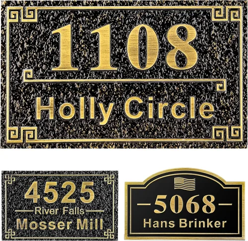 Letrero de dirección fundido personalizado con número de casa, placa de dirección de casa de 12 pulgadas, letrero de número de Steet House