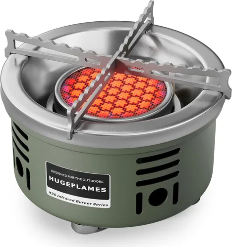 Vista 10 de Estufa de camping de propano con estuche de transporte e ignición portátil, estufa de gas para camping al aire libre, barbacoa, senderismo