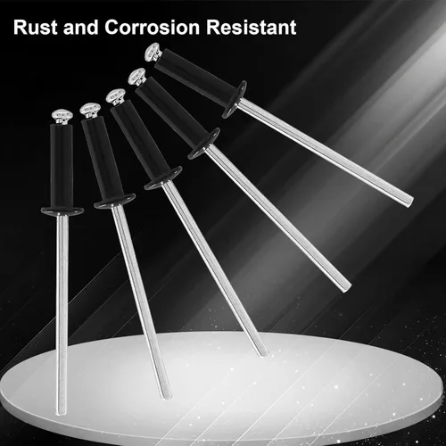 Vista 3 de BokWin 100 remaches de aluminio negros de 3/32 x 1/4 pulgadas para instalar kayak, canoa y accesorios para barcos