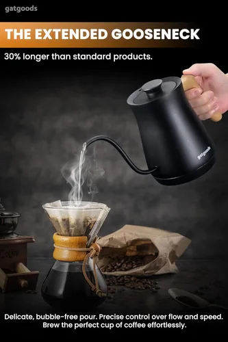 Vista 4 de GATGOODS Hervidor eléctrico de cuello de cisne – Control de temperatura preciso, 1200 W de ebullición rápida, función de mantener el calor, ideal