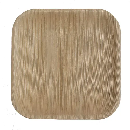 Vista 5 de Perfectware Platos de hoja de palma platos de bambú desechables de 8 pulgadas cuadrados (25 piezas) compostables y biodegradables ecológicos.